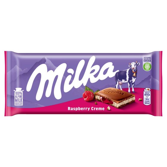 Czekolada Milka Malinowa 100g /25/ -zdjęcie numer 1