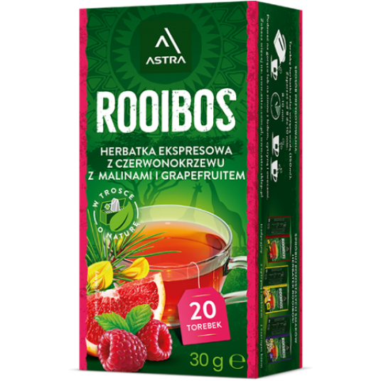 Herbata Astra Rooibos Malina Grapefruit 20 torebek -zdjęcie numer 1