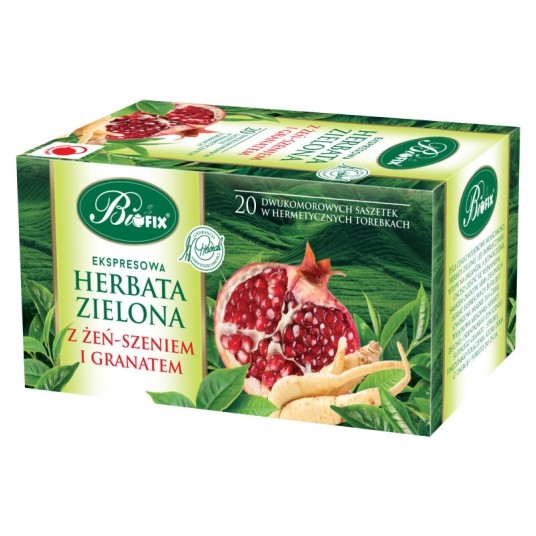 Herbata Zielona z Żeń-szeniem Granatem BiFix 20t. -zdjęcie numer 1