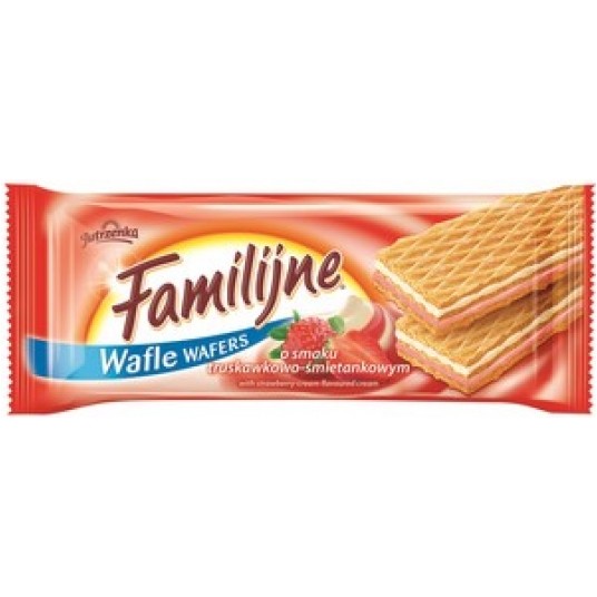 Wafle Familijne Truskawkowo-Śmietankowe 180g /24/ -zdjęcie numer 1