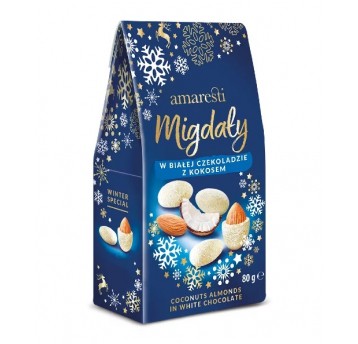 Amaresti Migdały w białej czekolad. 80g EUROHANSA