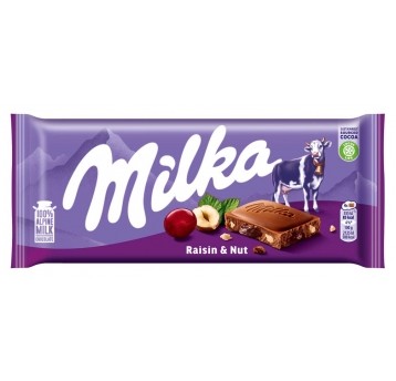 Czekolada Milka Orzechy i Rodzynki 90g /23/