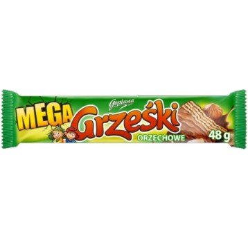 Wafel Grześki Mega Orzech . w czekoladzie 48g /36/